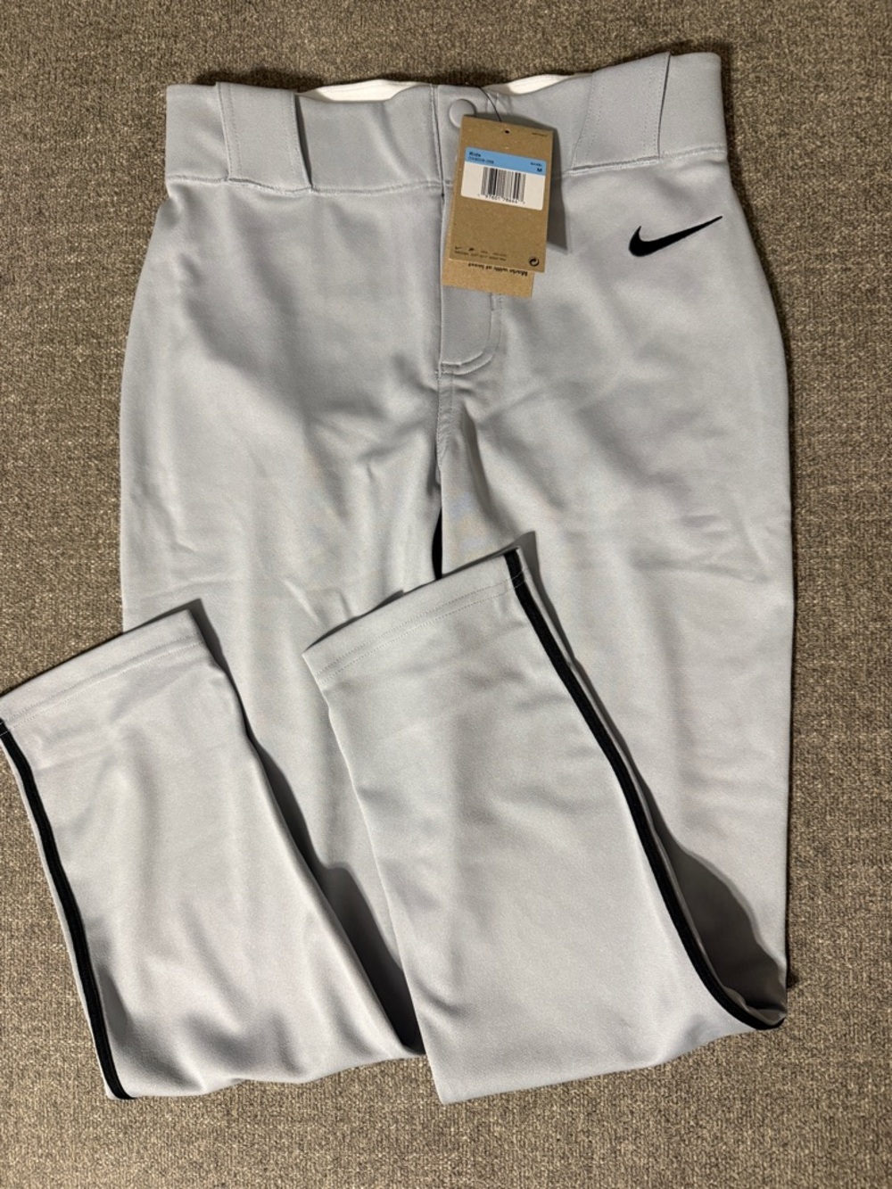 Nike Kids Light Gray Sweatpants with Black Swoosh Trim